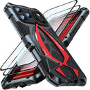 for Iphone 17 Pro Max Case Heavy Duty Protection Rugged Screw Full Body Military Grade Metal Bumper Rubber with Hard Durable Phone Cases Cover 2025 Black Red