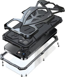 for Iphone 17 Pro Max Case Heavy Duty Protection Rugged Screw Full Body Military Grade Metal Bumper Rubber with Hard Durable Phone Cases Cover 2025 Black Red