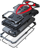 for Iphone 17 Pro Max Case Heavy Duty Protection Rugged Screw Full Body Military Grade Metal Bumper Rubber with Hard Durable Phone Cases Cover 2025 Black Red