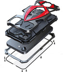 for Iphone 17 Pro Max Case Heavy Duty Protection Rugged Screw Full Body Military Grade Metal Bumper Rubber with Hard Durable Phone Cases Cover 2025 Black Red