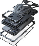 for Iphone 17 Pro Max Case Heavy Duty Protection Rugged Screw Full Body Military Grade Metal Bumper Rubber with Hard Durable Phone Cases Cover 2025 Black Red