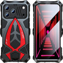 for Iphone 17 Pro Max Case Heavy Duty Protection Rugged Screw Full Body Military Grade Metal Bumper Rubber with Hard Durable Phone Cases Cover 2025 Black Red