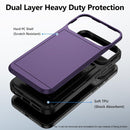 for Iphone 17 Pro Max Case Wallet with Card Holder [Max 3 Cards] Dual Layer Heavy Duty Shockproof Drop Protection Hidden Sliding ID Slot Slim Phone Cover for Women Men, 6.9 Inch Grey Purple