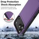for Iphone 17 Pro Max Case Wallet with Card Holder [Max 3 Cards] Dual Layer Heavy Duty Shockproof Drop Protection Hidden Sliding ID Slot Slim Phone Cover for Women Men, 6.9 Inch Grey Purple