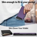 for Iphone 17 Pro Max Case Wallet with Card Holder [Max 3 Cards] Dual Layer Heavy Duty Shockproof Drop Protection Hidden Sliding ID Slot Slim Phone Cover for Women Men, 6.9 Inch Grey Purple