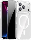 For Iphone 17 Pro Max Case with Privacy Screen Protector and Camera Protection Compatible with Magsafe Magnetic Matte Shockproof Phone Cover for Iphone 17 Pro Max Women/Girls, Hot Pink