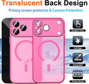 For Iphone 17 Pro Max Case with Privacy Screen Protector and Camera Protection Compatible with Magsafe Magnetic Matte Shockproof Phone Cover for Iphone 17 Pro Max Women/Girls, Hot Pink