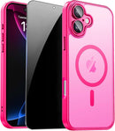 For Iphone 17 Pro Max Case with Privacy Screen Protector and Camera Protection Compatible with Magsafe Magnetic Matte Shockproof Phone Cover for Iphone 17 Pro Max Women/Girls, Hot Pink