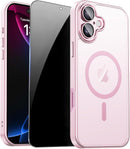 For Iphone 17 Pro Max Case with Privacy Screen Protector and Camera Protection Compatible with Magsafe Magnetic Matte Shockproof Phone Cover for Iphone 17 Pro Max Women/Girls, Hot Pink