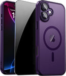 For Iphone 17 Pro Max Case with Privacy Screen Protector and Camera Protection Compatible with Magsafe Magnetic Matte Shockproof Phone Cover for Iphone 17 Pro Max Women/Girls, Hot Pink
