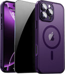 For Iphone 17 Pro Max Case with Privacy Screen Protector and Camera Protection Compatible with Magsafe Magnetic Matte Shockproof Phone Cover for Iphone 17 Pro Max Women/Girls, Hot Pink