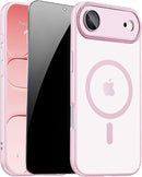 For Iphone 17 Pro Max Case with Privacy Screen Protector and Camera Protection Compatible with Magsafe Magnetic Matte Shockproof Phone Cover for Iphone 17 Pro Max Women/Girls, Hot Pink