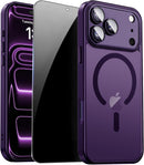 For Iphone 17 Pro Max Case with Privacy Screen Protector and Camera Protection Compatible with Magsafe Magnetic Matte Shockproof Phone Cover for Iphone 17 Pro Max Women/Girls, Hot Pink