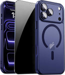 For Iphone 17 Pro Max Case with Privacy Screen Protector and Camera Protection Compatible with Magsafe Magnetic Matte Shockproof Phone Cover for Iphone 17 Pro Max Women/Girls, Hot Pink