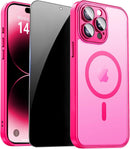 For Iphone 17 Pro Max Case with Privacy Screen Protector and Camera Protection Compatible with Magsafe Magnetic Matte Shockproof Phone Cover for Iphone 17 Pro Max Women/Girls, Hot Pink
