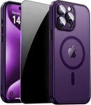 For Iphone 17 Pro Max Case with Privacy Screen Protector and Camera Protection Compatible with Magsafe Magnetic Matte Shockproof Phone Cover for Iphone 17 Pro Max Women/Girls, Hot Pink
