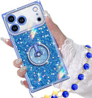 for Iphone 17 Pro Max Case with Ring Stand, Glitter Sparkle Phone Case for Women Girls, Rhinestone Luxury Protective Cover for Iphone 17 Pro Max 6.9", Pink