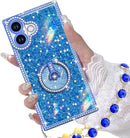 for Iphone 17 Pro Max Case with Ring Stand, Glitter Sparkle Phone Case for Women Girls, Rhinestone Luxury Protective Cover for Iphone 17 Pro Max 6.9", Pink