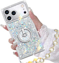 for Iphone 17 Pro Max Case with Ring Stand, Glitter Sparkle Phone Case for Women Girls, Rhinestone Luxury Protective Cover for Iphone 17 Pro Max 6.9", Pink