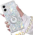 for Iphone 17 Pro Max Case with Ring Stand, Glitter Sparkle Phone Case for Women Girls, Rhinestone Luxury Protective Cover for Iphone 17 Pro Max 6.9", Pink