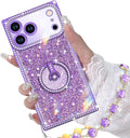 for Iphone 17 Pro Max Case with Ring Stand, Glitter Sparkle Phone Case for Women Girls, Rhinestone Luxury Protective Cover for Iphone 17 Pro Max 6.9", Pink