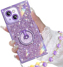 for Iphone 17 Pro Max Case with Ring Stand, Glitter Sparkle Phone Case for Women Girls, Rhinestone Luxury Protective Cover for Iphone 17 Pro Max 6.9", Pink
