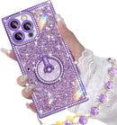 for Iphone 17 Pro Max Case with Ring Stand, Glitter Sparkle Phone Case for Women Girls, Rhinestone Luxury Protective Cover for Iphone 17 Pro Max 6.9", Pink