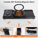 For Iphone 17 Pro Max Metal Bumper Case Frameless with Kickstand & Magnetic, Compatible with Magsafe, Aluminum Alloy No Back No Frame Slim Design 4 Corners Shockproof (Silver)