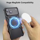 For Iphone 17 Pro Max Metal Bumper Case Frameless with Kickstand & Magnetic, Compatible with Magsafe, Aluminum Alloy No Back No Frame Slim Design 4 Corners Shockproof (Silver)