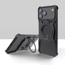 For Iphone 17 Pro Max Metal Bumper Case Frameless with Kickstand & Magnetic, Compatible with Magsafe, Aluminum Alloy No Back No Frame Slim Design 4 Corners Shockproof (Silver)