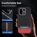 for OnePlus 15 Case, [TPU+Premium PU][2 Stand Ways] [Drop Protection] [Camera Protection] with Stand Shockproof Case - Black+Red