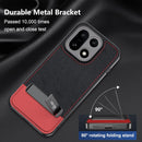 for OnePlus 15 Case, [TPU+Premium PU][2 Stand Ways] [Drop Protection] [Camera Protection] with Stand Shockproof Case - Black+Red