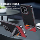 for OnePlus 15 Case, [TPU+Premium PU][2 Stand Ways] [Drop Protection] [Camera Protection] with Stand Shockproof Case - Black+Red