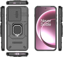 for OnePlus 15 Phone Case, Dual Layer Armor with Ring Holder Kickstand Shock Absorbing Silicone Protection Defender Rugged Bumper Case for OnePlus 15 5G PLK110 (6.78" Smartphone) - Black
