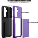 for Samsung Galaxy S26 Case with Card Holder Dual Layer Heavy Duty Protective Case Hidden Card Slot Slim Wallet Cover for Samsung S26 6.2''(Purple)