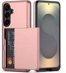 for Samsung Galaxy S26 Case with Card Holder Dual Layer Heavy Duty Protective Case Hidden Card Slot Slim Wallet Cover for Samsung S26 6.2''(Purple)