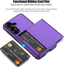 for Samsung Galaxy S26 Case with Card Holder Dual Layer Heavy Duty Protective Case Hidden Card Slot Slim Wallet Cover for Samsung S26 6.2''(Purple)