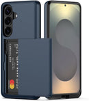 for Samsung Galaxy S26 Case with Card Holder Dual Layer Heavy Duty Protective Case Hidden Card Slot Slim Wallet Cover for Samsung S26 6.2''(Purple)