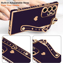 For Samsung Galaxy S26 Ultra Case Cute Love - Heart Plating Strap for Women Girls Bling Silicone Camera Protection Bumper Shockproof Phone Case for Samsung Galaxy S26 Ultra 5G - Dark Purple