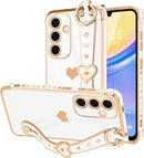 For Samsung Galaxy S26 Ultra Case Cute Love - Heart Plating Strap for Women Girls Bling Silicone Camera Protection Bumper Shockproof Phone Case for Samsung Galaxy S26 Ultra 5G - Dark Purple