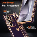 For Samsung Galaxy S26 Ultra Case Cute Love - Heart Plating Strap for Women Girls Bling Silicone Camera Protection Bumper Shockproof Phone Case for Samsung Galaxy S26 Ultra 5G - Dark Purple