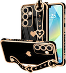 For Samsung Galaxy S26 Ultra Case Cute Love - Heart Plating Strap for Women Girls Bling Silicone Camera Protection Bumper Shockproof Phone Case for Samsung Galaxy S26 Ultra 5G - Dark Purple