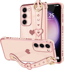 For Samsung Galaxy S26 Ultra Case Cute Love - Heart Plating Strap for Women Girls Bling Silicone Camera Protection Bumper Shockproof Phone Case for Samsung Galaxy S26 Ultra 5G - Dark Purple