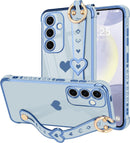 For Samsung Galaxy S26 Ultra Case Cute Love - Heart Plating Strap for Women Girls Bling Silicone Camera Protection Bumper Shockproof Phone Case for Samsung Galaxy S26 Ultra 5G - Dark Purple