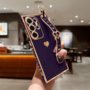 For Samsung Galaxy S26 Ultra Case Cute Love - Heart Plating Strap for Women Girls Bling Silicone Camera Protection Bumper Shockproof Phone Case for Samsung Galaxy S26 Ultra 5G - Dark Purple