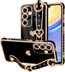 For Samsung Galaxy S26 Ultra Case Cute Love - Heart Plating Strap for Women Girls Bling Silicone Camera Protection Bumper Shockproof Phone Case for Samsung Galaxy S26 Ultra 5G - Dark Purple