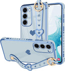 For Samsung Galaxy S26 Ultra Case Cute Love - Heart Plating Strap for Women Girls Bling Silicone Camera Protection Bumper Shockproof Phone Case for Samsung Galaxy S26 Ultra 5G - Dark Purple