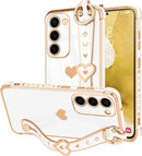 For Samsung Galaxy S26 Ultra Case Cute Love - Heart Plating Strap for Women Girls Bling Silicone Camera Protection Bumper Shockproof Phone Case for Samsung Galaxy S26 Ultra 5G - Dark Purple