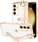 For Samsung Galaxy S26 Ultra Case Cute Love - Heart Plating Strap for Women Girls Bling Silicone Camera Protection Bumper Shockproof Phone Case for Samsung Galaxy S26 Ultra 5G - Dark Purple