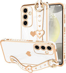 For Samsung Galaxy S26 Ultra Case Cute Love - Heart Plating Strap for Women Girls Bling Silicone Camera Protection Bumper Shockproof Phone Case for Samsung Galaxy S26 Ultra 5G - Dark Purple